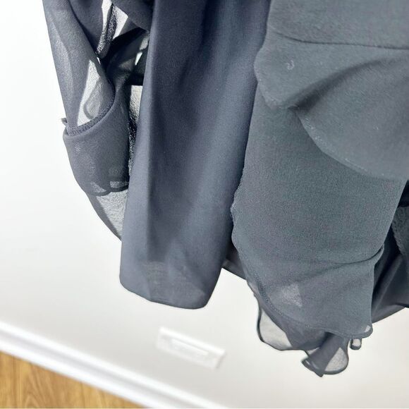 BCBGMAXAZRIA Flowy Waterfall Chiffon Cocktail Dress with Front Crystal Bow Sz 12 - Picture 10 of 13